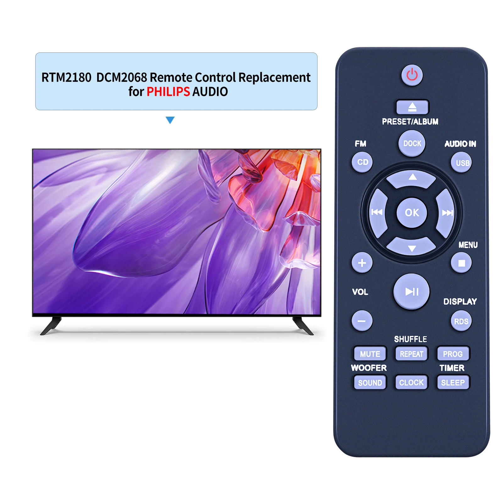 Nuevo Control remoto para sistema de Audio Micro música Philips DCM2260 DCM2260W/12 DCM1170 DCM1170/93 DCM3155/13 DCM3155/93 DCM2068/93 - imagen 2