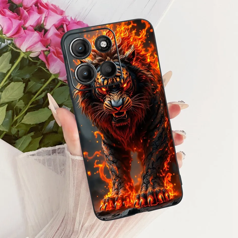 Para Motorola Moto G15 G75 funda Popular dragón León animales patrón suave negro TPU cubierta para Moto G15 Power G 15 G 75 fundas de teléfono - imagen 4
