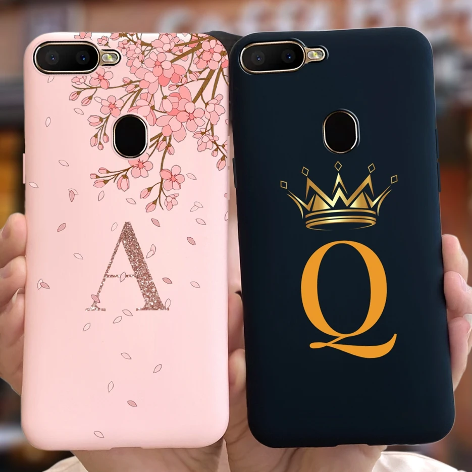 Para Oppo A5s funda Oppo A7 AX7 funda con letras de corona bonita funda de teléfono de silicona suave para Oppo AX5s OppoA5s OppoA7 AX7 contraportada