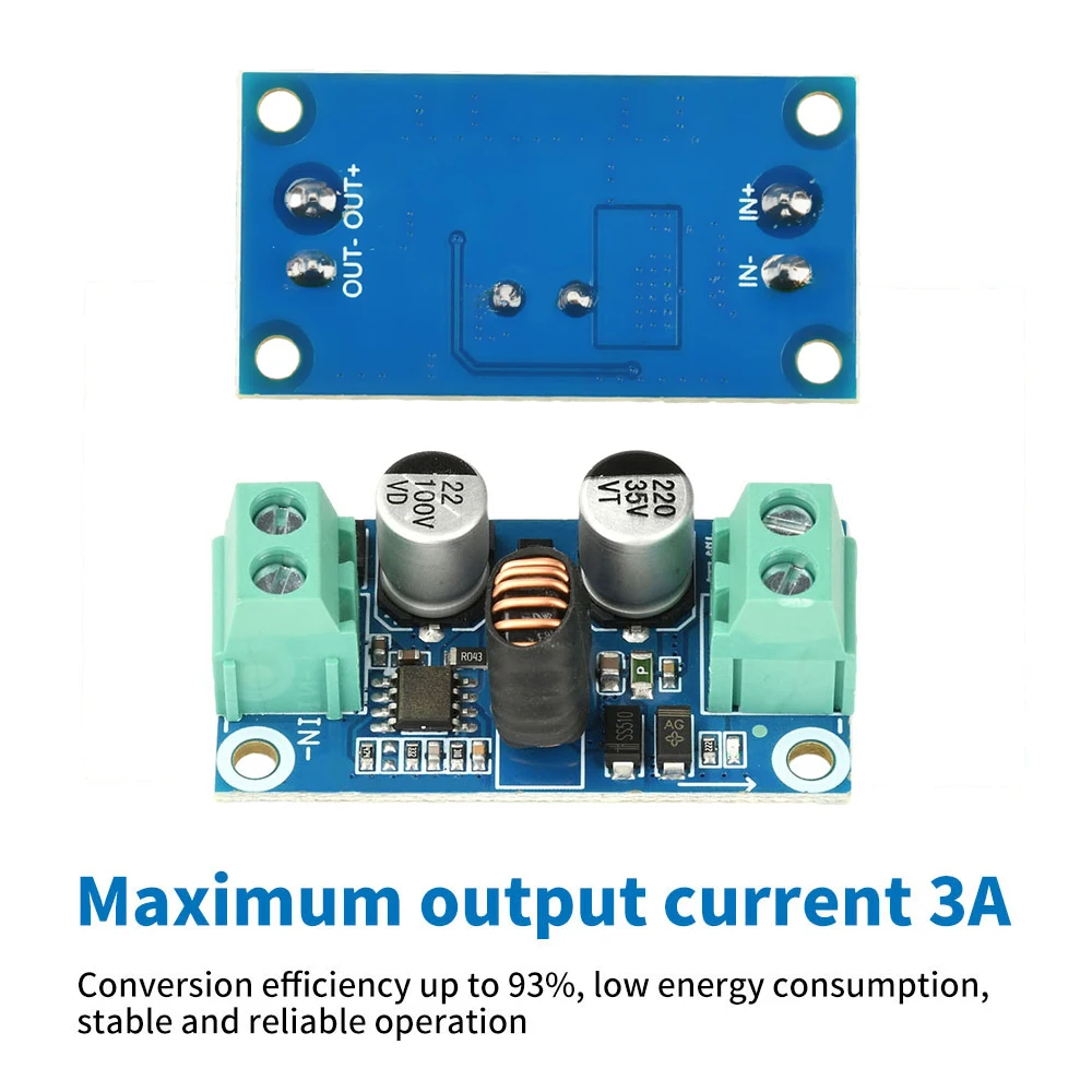 Módulo convertidor reductor DC-DC de 10-100V a 5V/12V/24V, salida de 3A con eficiencia del 93%, baja ondulación y protección contra sobrecalentamiento - imagen 2