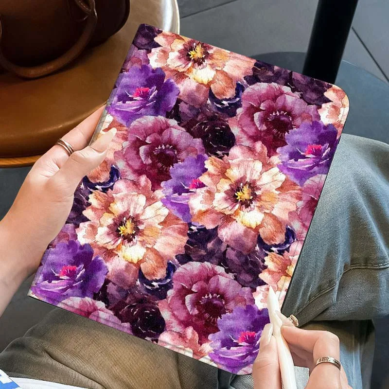Fundas para tableta con flores carmesí para iPad Pro Air Mini 1, 2, 3, 4, 5, 6, 7, 7, 8, 9, 10, 30, 11, 10,2, 9,7, 10,5, 10,9, 11, 12,9 - imagen 2