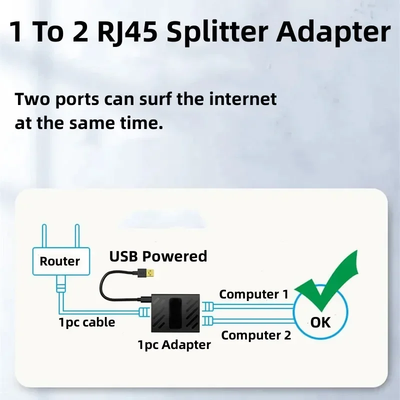 Adaptador de conector RJ45, divisor de 1 a 2 vías, extensor de enchufe Modular, acoplador de Internet RJ 45, Cable Ethernet para ordenador portátil - imagen 4