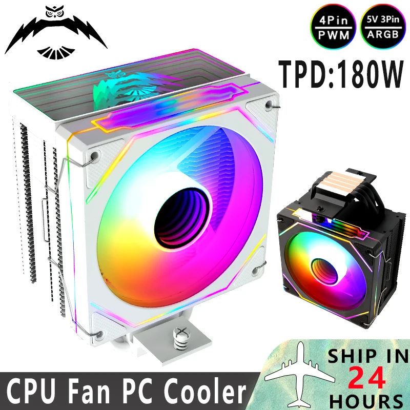 QiuzAim-ventilador ARGB negro de 120mm, el mejor enfriador de Cpu X79 X99 para juegos, tubo de calor 4/6, instalación refrigerada por aire LGA115x 1200 1700 2011 AM5 AM4