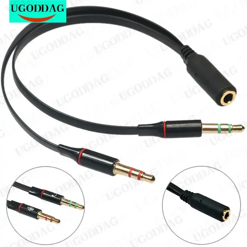 1/2 Uds Cable de Audio de ordenador macho a hembra adaptador de Audio estéreo de 3,5mm Cable adaptador de 1 hembra a 2 macho para auriculares