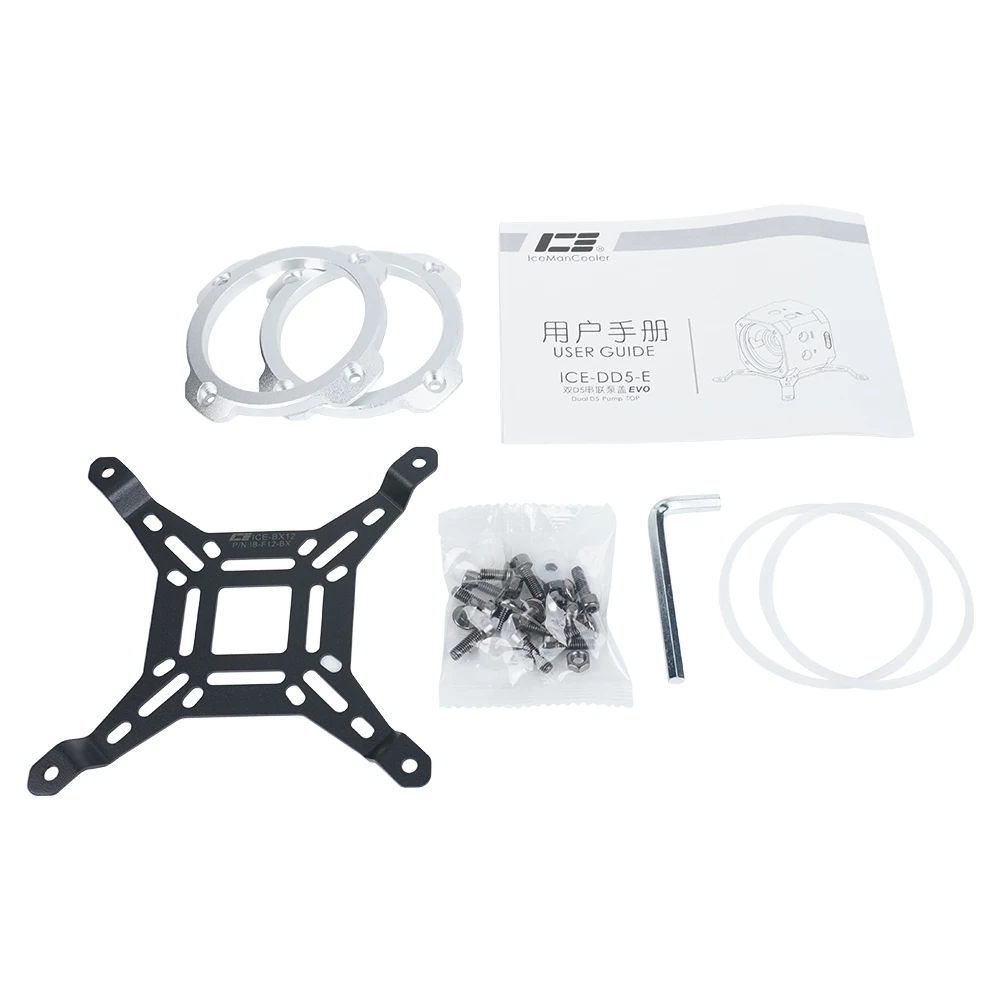 IceManCooler cubierta modificada de bomba EVO D5 de cobre y níquel completo para serie de bomba doble D5 conectar la parte superior para refrigeración por agua de PC G1/4' - imagen 5