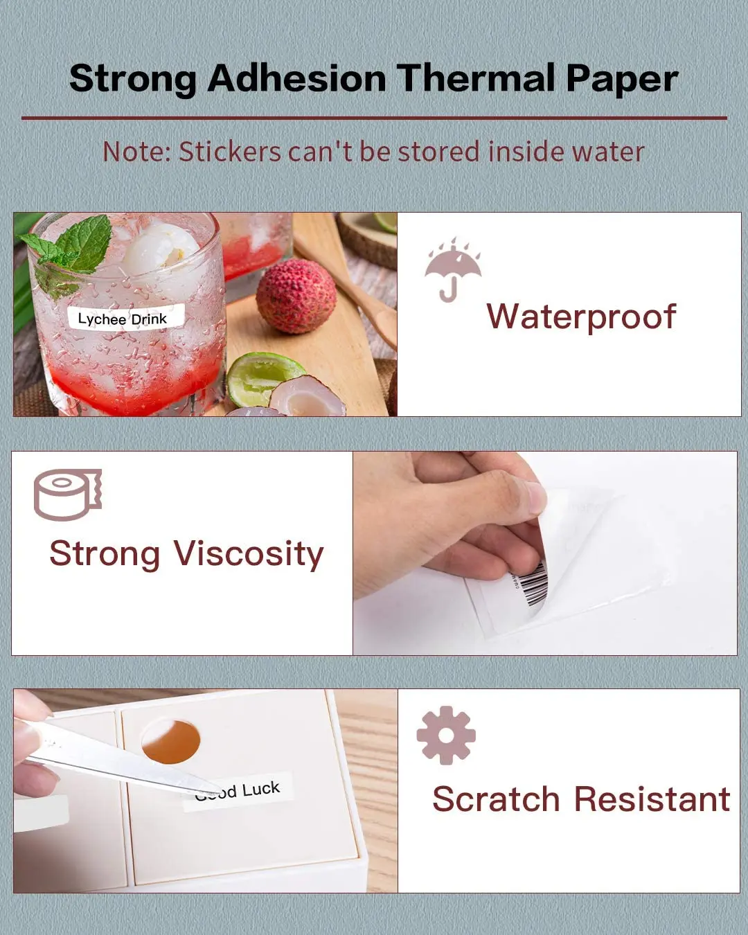 Phomemo-papel térmico multiusos para impresora de etiquetas, etiqueta autoadhesiva cuadrada, negro sobre blanco, M110/M200, 3 rollos - imagen 4