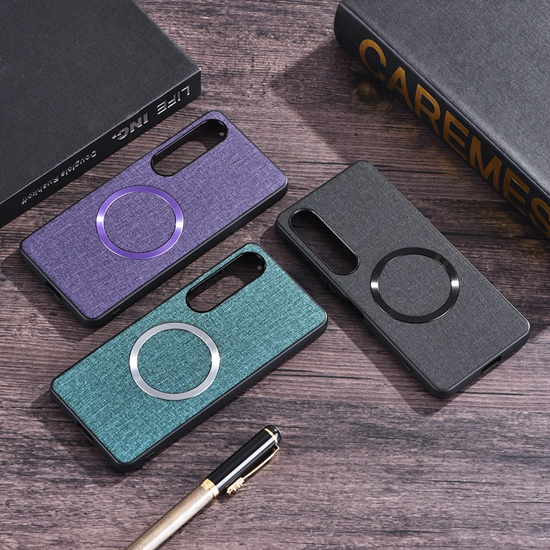 Funda de lujo para Sony Xperia 1 VI 10Vi, carcasa magnética de PU con protección de carga inalámbrica, carcasa trasera para teléfono Sony xperia 10 1vi
