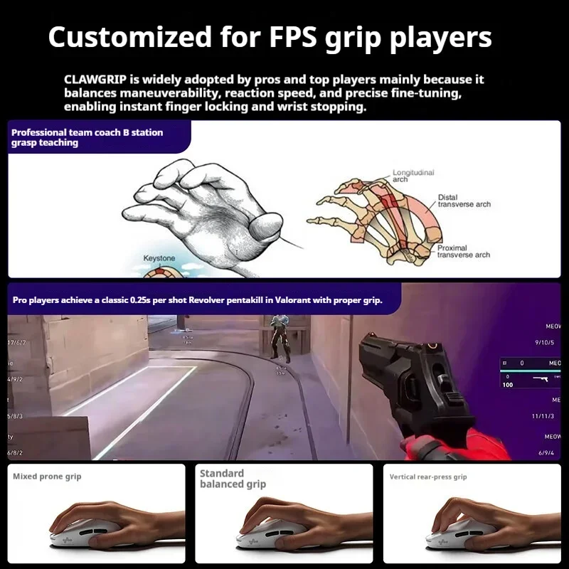 Ratón inalámbrico para juegos XIBERIA EX, doble tasa de orollamiento de 8000Hz PAW3950 Nordic52840 FPS, ratón para juegos ligero con Bluetooth para oficina - imagen 5