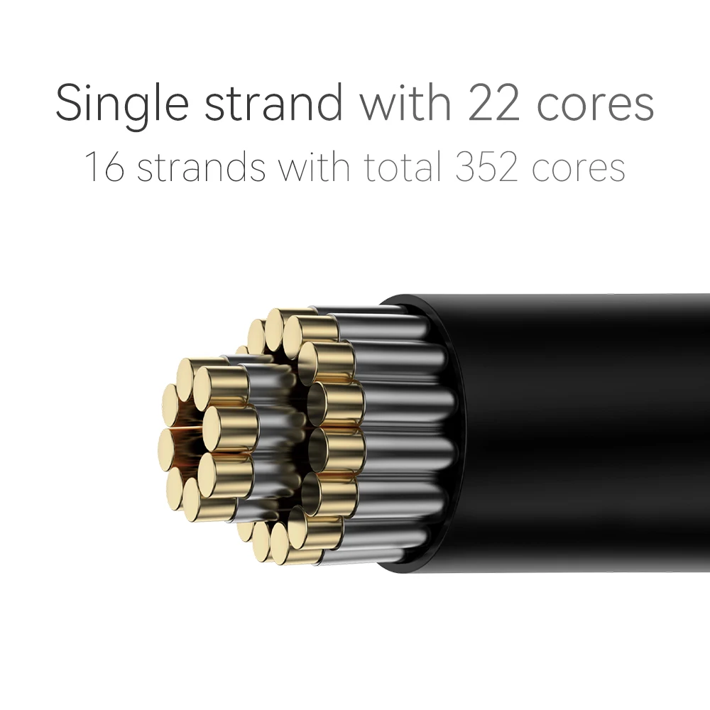 Cable de actualización de auriculares QKZ Q1 MAX, gris/Negro, 16 núcleos, QDC KZ C Pin MMCX 3 en 1 para QKZ HBB ZXT AS16 PRO ZSN PRO X PR1 - imagen 5