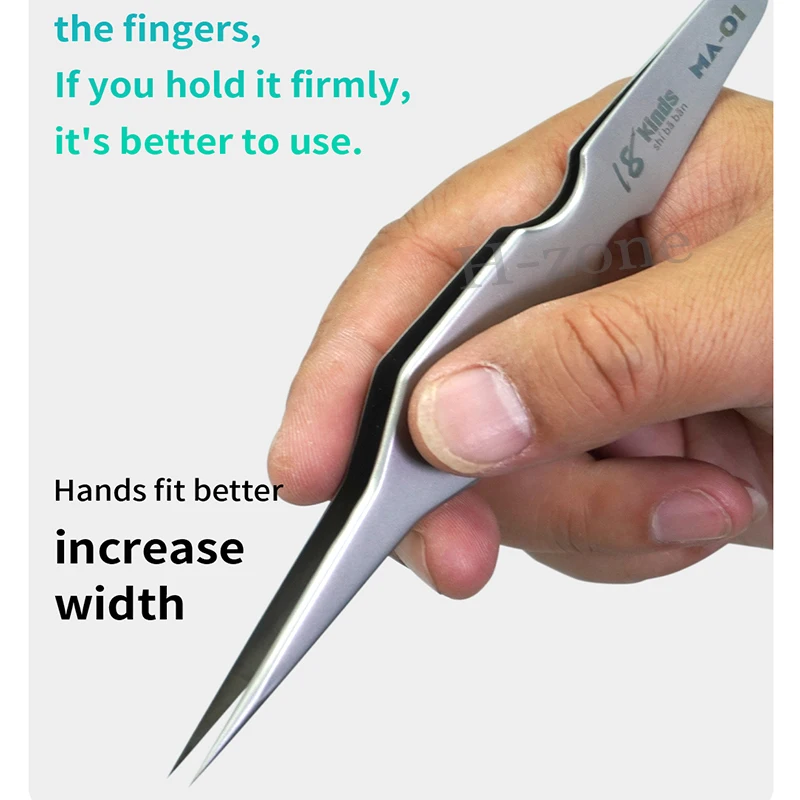 Pinzas ensanchadas de acero inoxidable de alta dureza QZLAHZ MA-01, herramientas de reparación electrónica de teléfono con línea de vuelo de precisión - imagen 3