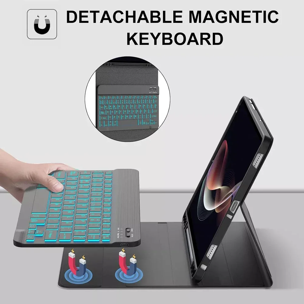 Funda para Samsung Tab S10 FE 10,9 pulgadas 2025, funda para teclado Bluetooth para Galaxy Tab S10 FE 10,9 SM-X520/X526/X526B - imagen 2