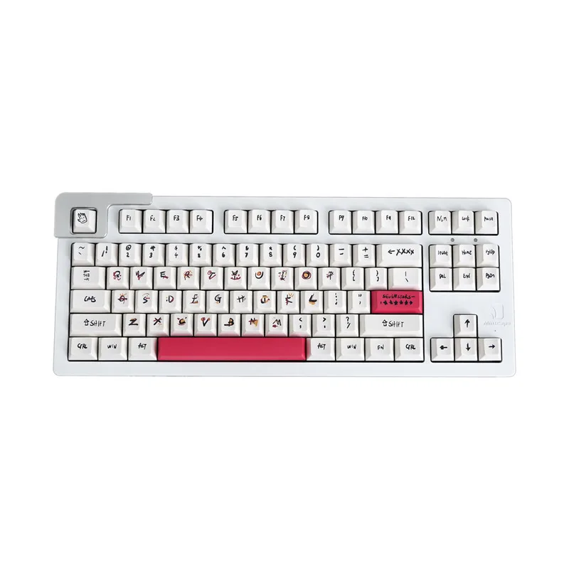 Teclado mecánico de 2024 teclas, teclas Pbt, sublimación de cereza, grafiti de altura, serie blanca y roja, estilo de Festival, regalos de cumpleaños, novedad de 146 - imagen 5