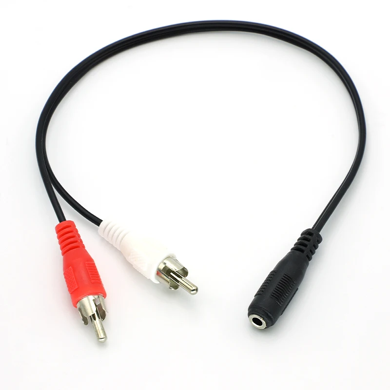 Conector de enchufe auxiliar de Audio 3,5 a a auriculares, Cable de música, conector hembra RCA de 3,5mm, Cable estéreo, enchufe Y, adaptador 2 macho de 0,3 M - imagen 3