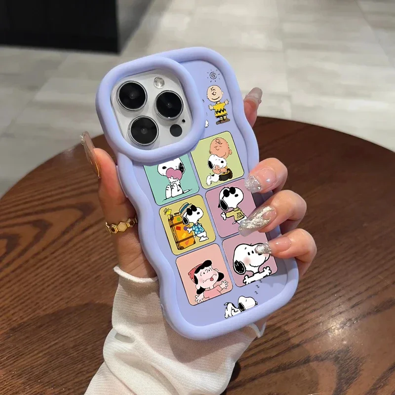 Funda con estampado de Snoopy de dibujos animados para Iphone 16 Pro Max 11 12 13 14 15 Pro Max XR 16E 7 8 Plus SE 2 3 fundas suaves anticaída Y2k - imagen 4