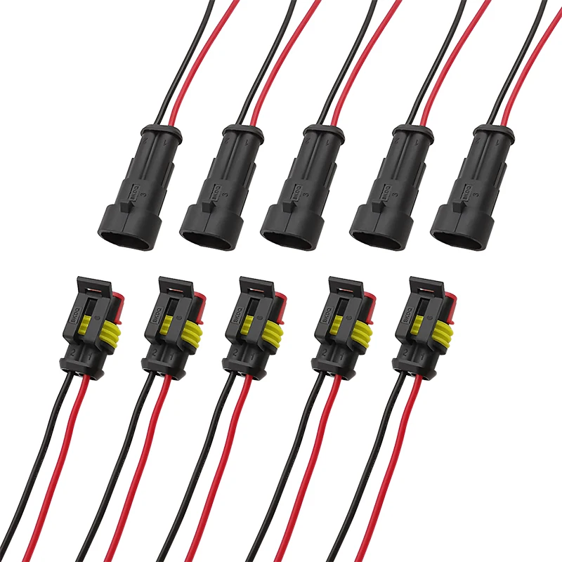 Conectores eléctricos impermeables para coche, motocicleta, Scooter, juguetes marinos, bricolaje, 2 vías, macho y hembra, 5 pares