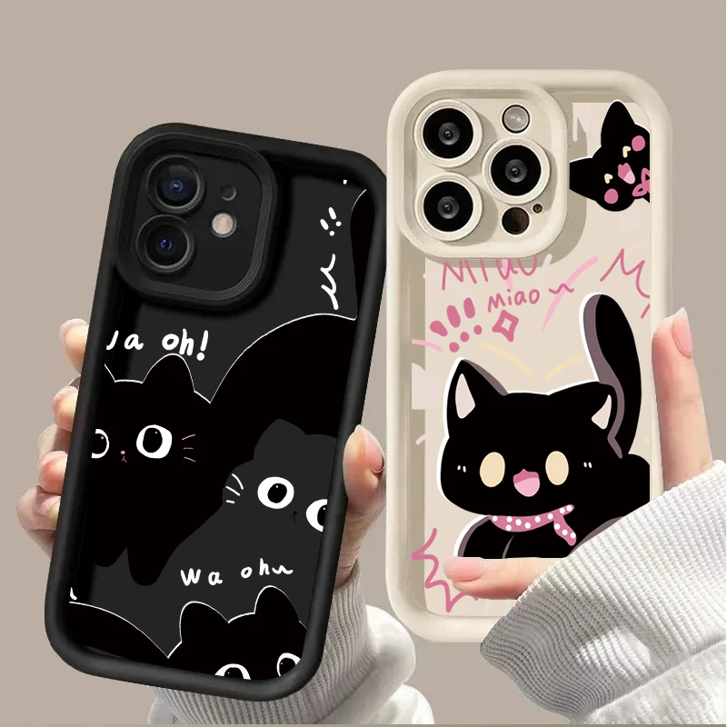 Funda bonita de gato negro para Huawei Honor 400 Pro 200 90 Lite Magic 7 Lite 6 Pro X9C Smart 5G Y9 Prime 2019, funda suave de animales de dibujos animados - imagen 2