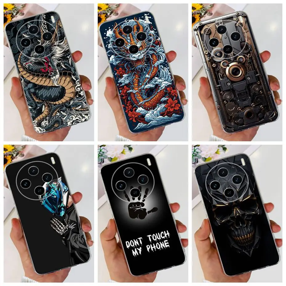 Funda con patrón de Metal de dragón para Vivo X100 / X100 Pro, fundas de teléfono de TPU de silicona suave, a la moda, VivoX100 X 100pro 5G