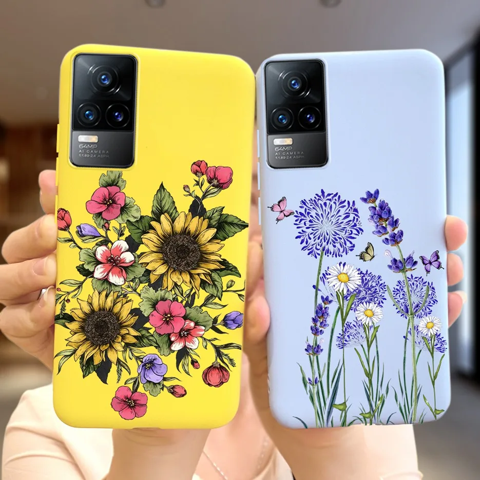 Funda de silicona suave para Vivo V21, carcasa trasera con dibujos animados de flores para teléfono móvil - imagen 4
