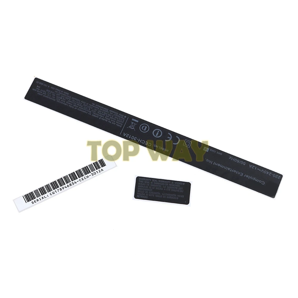 1 Juego de pegatinas de sello de seguridad de repuesto para PS3 Slim 3000, carcasa de etiqueta, pegatina negra, sello de película de código de barras - imagen 2