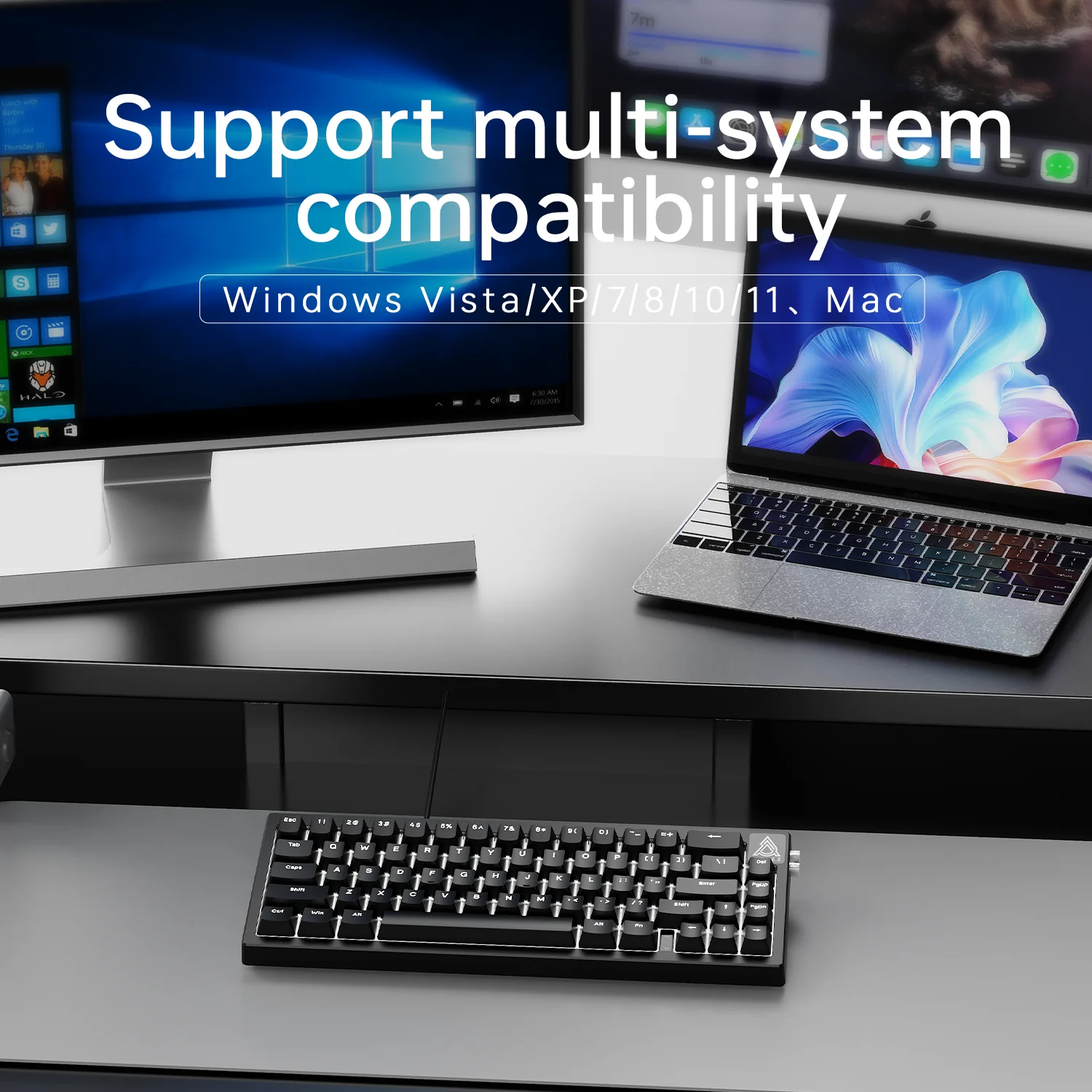 Nuevo Teclado mecánico inalámbrico AJAZZ AK650, Bluetooth, modo Triple, junta de juego personalizada con pantalla, regalo con cable para videojuegos - imagen 2