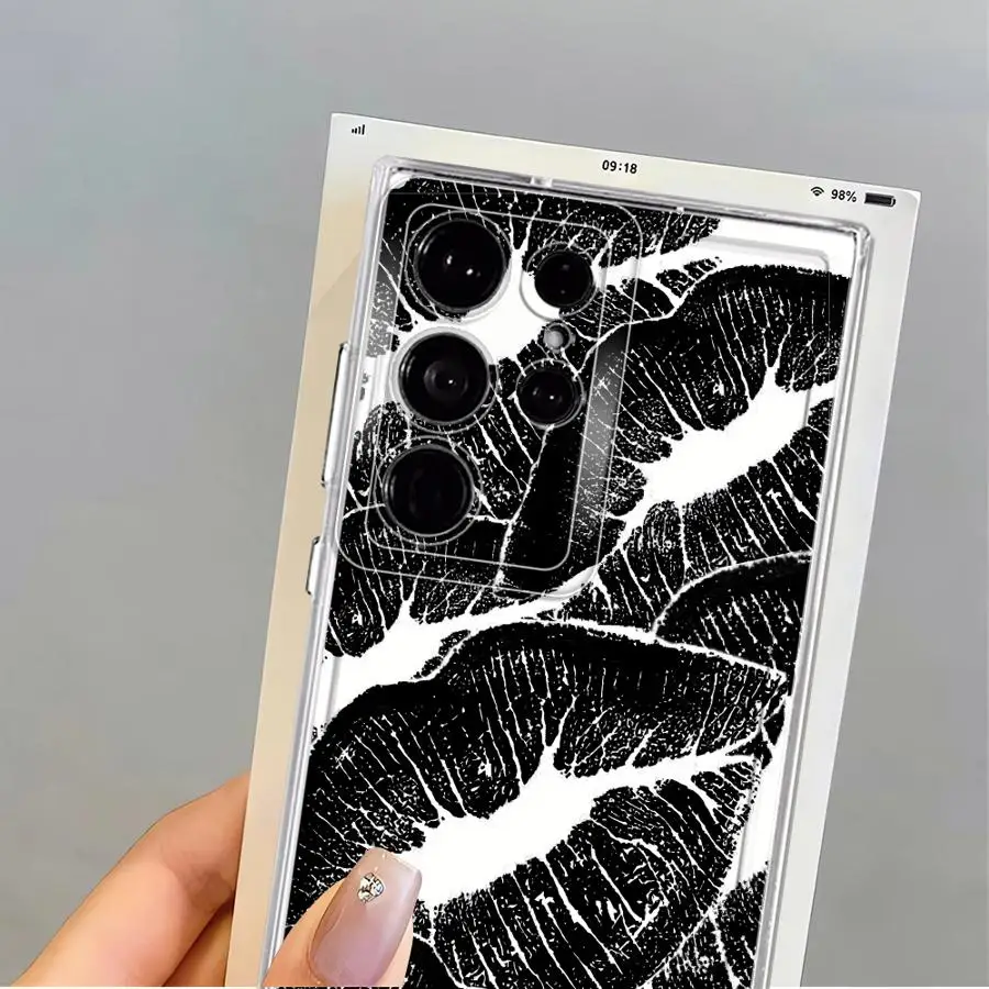 Funda para Samsung Galaxy S20 S25 Ultra S10 Plus Note 10 20 Ultra S24 FE S22 S21 S23 cubierta transparente arte de labios - imagen 3