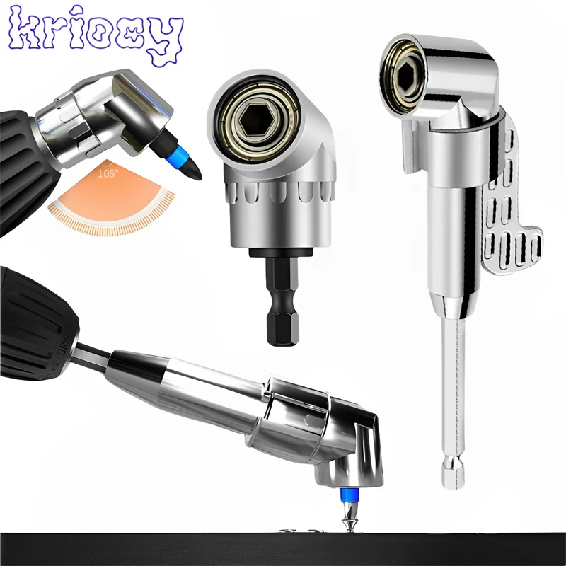 Accesorio de taladro de ángulo recto de 105 grados y Kit de brocas de extensión de ángulo Flexible para taladro o destornillador herramientas adaptadoras de enchufe de 1/4" - imagen 2