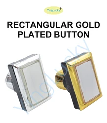 Botón LED arcade 12V rectangular 50x33 mm con microinterruptor dorado