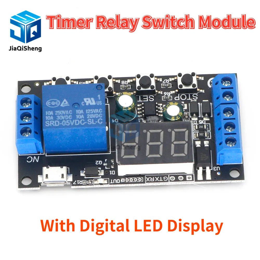 Módulo de interruptor de 1 canal DC 5 -30V, temporizador de encendido/apagado, temporizador de ciclo, con pantalla LED Digital, Micro USB 0,1 s -999min, ZK-TD2