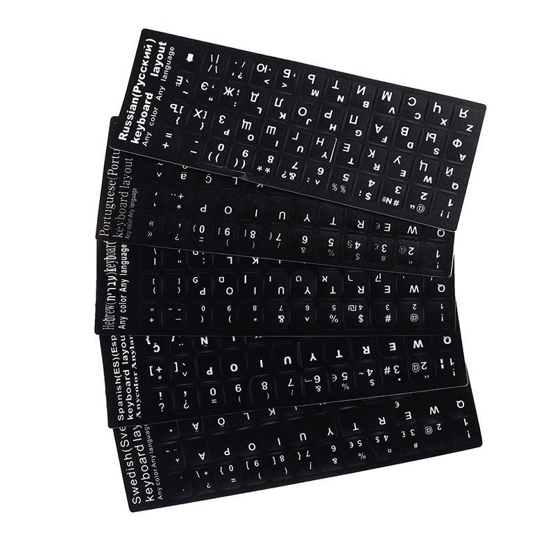 Pegatinas para teclado de ordenador portátil, cubiertas con diseño de letras del alfabeto, ruso, español, portugués, hebreo, Sueco - imagen 2