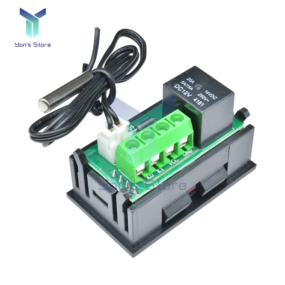 W1218 DC 12V pantalla LED roja y azul termostato Digital regulador de temperatura para termostato de incubadora con sonda NTC - imagen 3