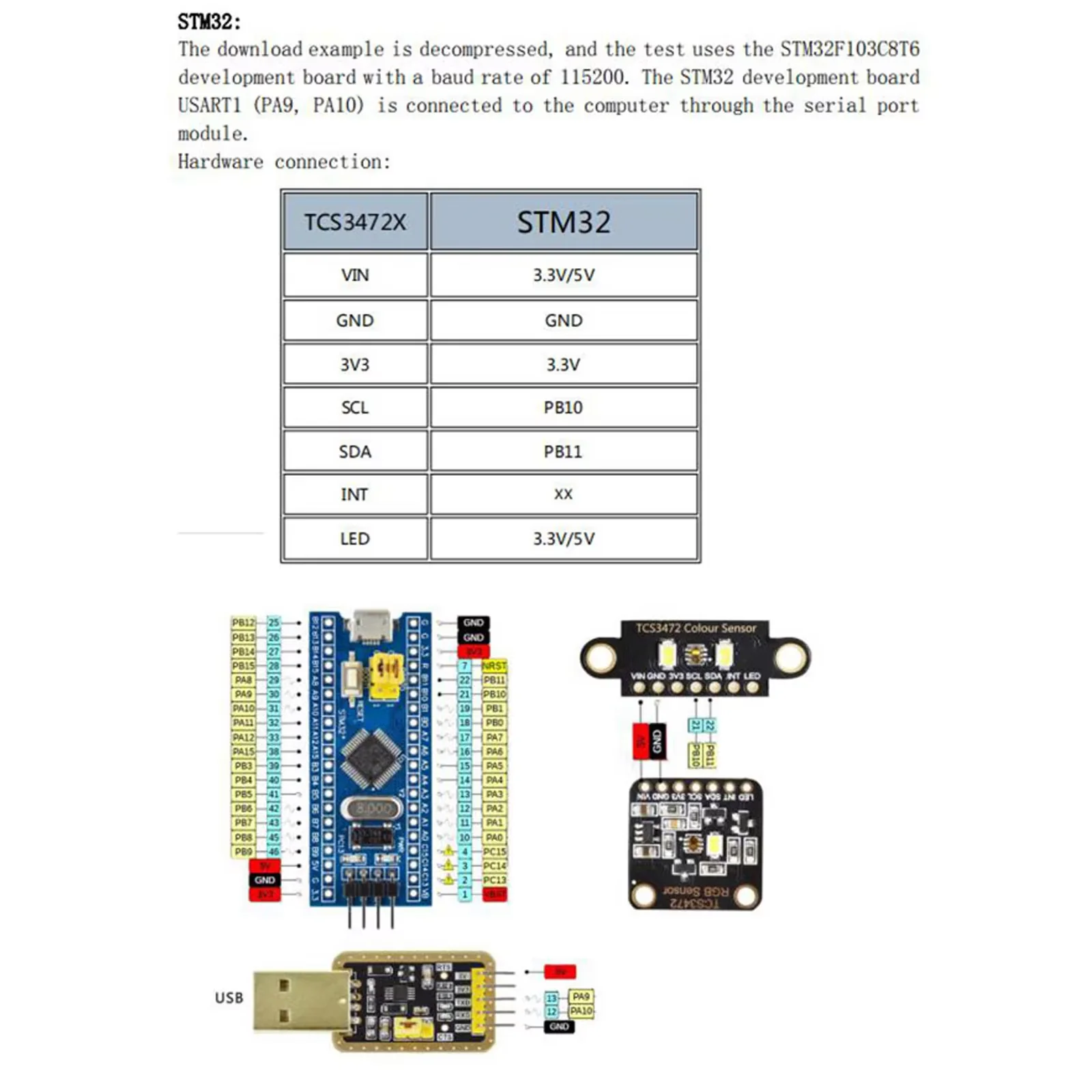 Módulo de reconocimiento de Sensor de Color TCS3472, Sensor de luz de Color RGB IIC con filtro IR, detección de luz brillante para Arduino STM32 - imagen 4