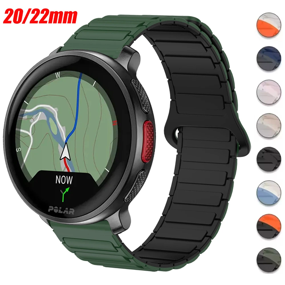 Correa magnética de silicona de 20 a 22mm para Polar Ignite 3/2, Correa para POLAR Vantage M3 M2 V3/Grit X Pro, pulsera deportiva