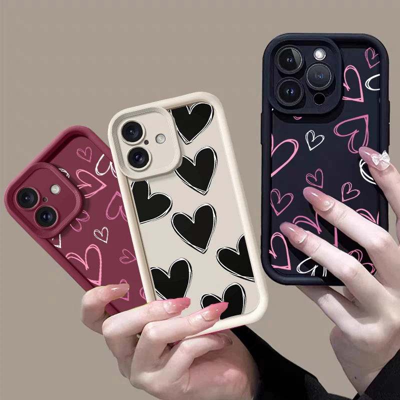 Funda de corazón de amor Simple de dibujos animados Ins para Xiaomi Redmi 15C 15 14C 13C 12C A5 Note 12 13 14 Pro Plus 5G 4G 10 11 10S 11S funda suave