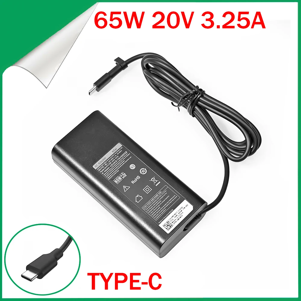 65W USB-C tipo C 20V 3.25A AC adaptador de corriente cargador de ordenador portátil para DELL XPS12 XPS13 9350 9250 9360 7370 HA65NM170 LA65NM170