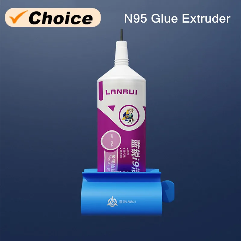 LANRUI N95 herramienta de propulsión adhesiva para reparación de teléfonos móviles pegamento pasta de soldadura extrusora rotación práctico exprimidor de pegamento