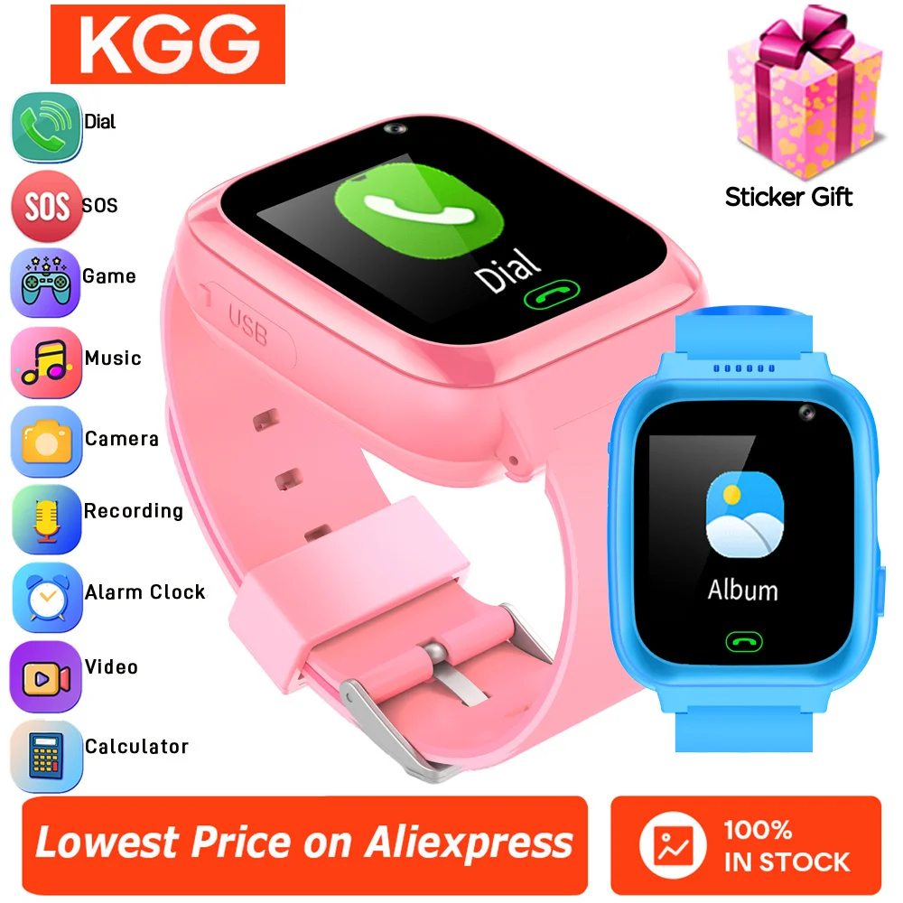 Reloj inteligente 2g para niños, reproductor de vídeo/música, cámara, juegos, linternas, calculadora, despertador, pantalla táctil, reloj inteligente para niños