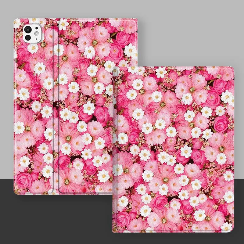Funda bonita con imágenes de flores rosas para iPad Pro Air 2 3 4 5 6th 7th 11th Gen 10,2 9,7 11 10,5 10,9 12,9 13 pulgadas - imagen 3