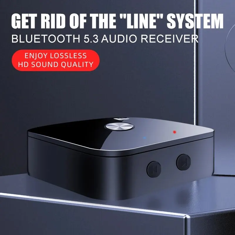 Receptor de Audio NFC Bluetooth 5,3, adaptador inalámbrico de música HIFI estéreo AUX R/L RCA de 3,5mm con micrófono, USB, reproducción de disco en U, Control remoto - imagen 4