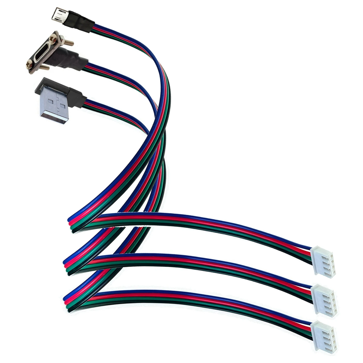 0,3 M tipo A macho hembra USB tipo c micro mini conector con Cable de línea de terminales XH2.54-4P, enchufe USB de alimentación de 4 núcleos 30 CM - imagen 2