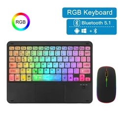 Teclado inalámbrico retroiluminado RGB Bluetooth con Touchpad y ratón