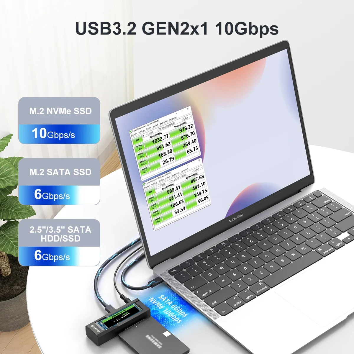 MAIWO M2 SSD carcasa NVMe NGFF tipo C 10Gbps PCIe M.2 SSD 2,5/3,5 pulgadas almacenamiento externo HDD adaptador para PC portátil - imagen 3