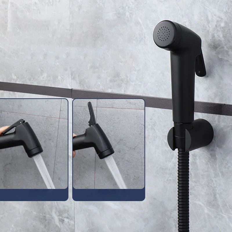 Rociador de inodoro negro, cabezal de ducha ABS de acero inoxidable, autolimpiante, WC de mano, baño, grifo de bidé, pistola rociadora, manguera de agua - imagen 2