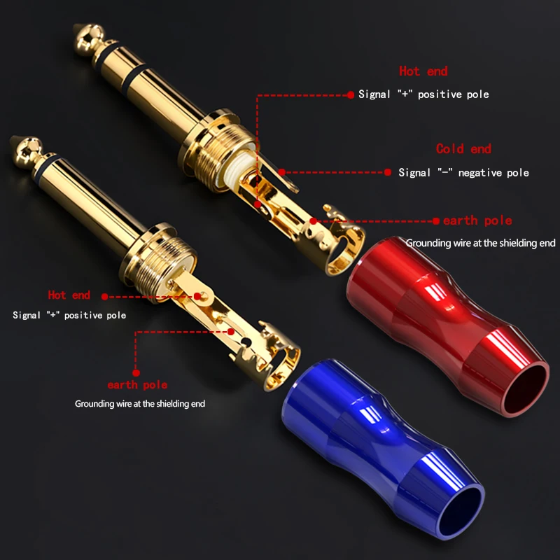 YONGWEI micrófono con enchufe de 6,35mm chapado en oro de cobre puro, guitarra, consola mezcladora electrónica de acero, conexión de audio, enchufe soldado - imagen 5