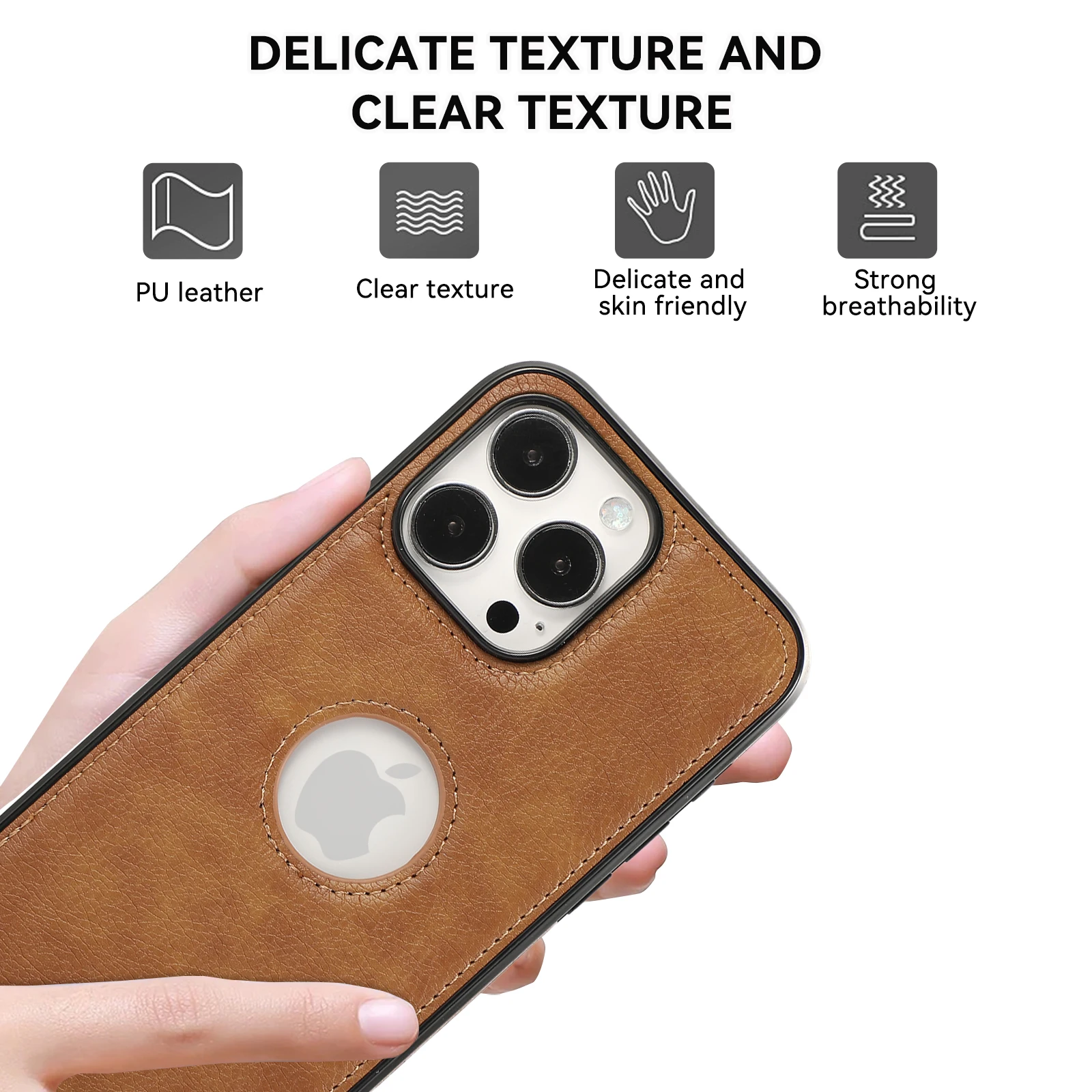 Funda de teléfono con logotipo de cuero PU para iPhone 16 15 14 13 12 11 Pro Max XS XR X 7 8 Plus, parachoques a prueba de golpes, funda trasera suave de negocios - imagen 4