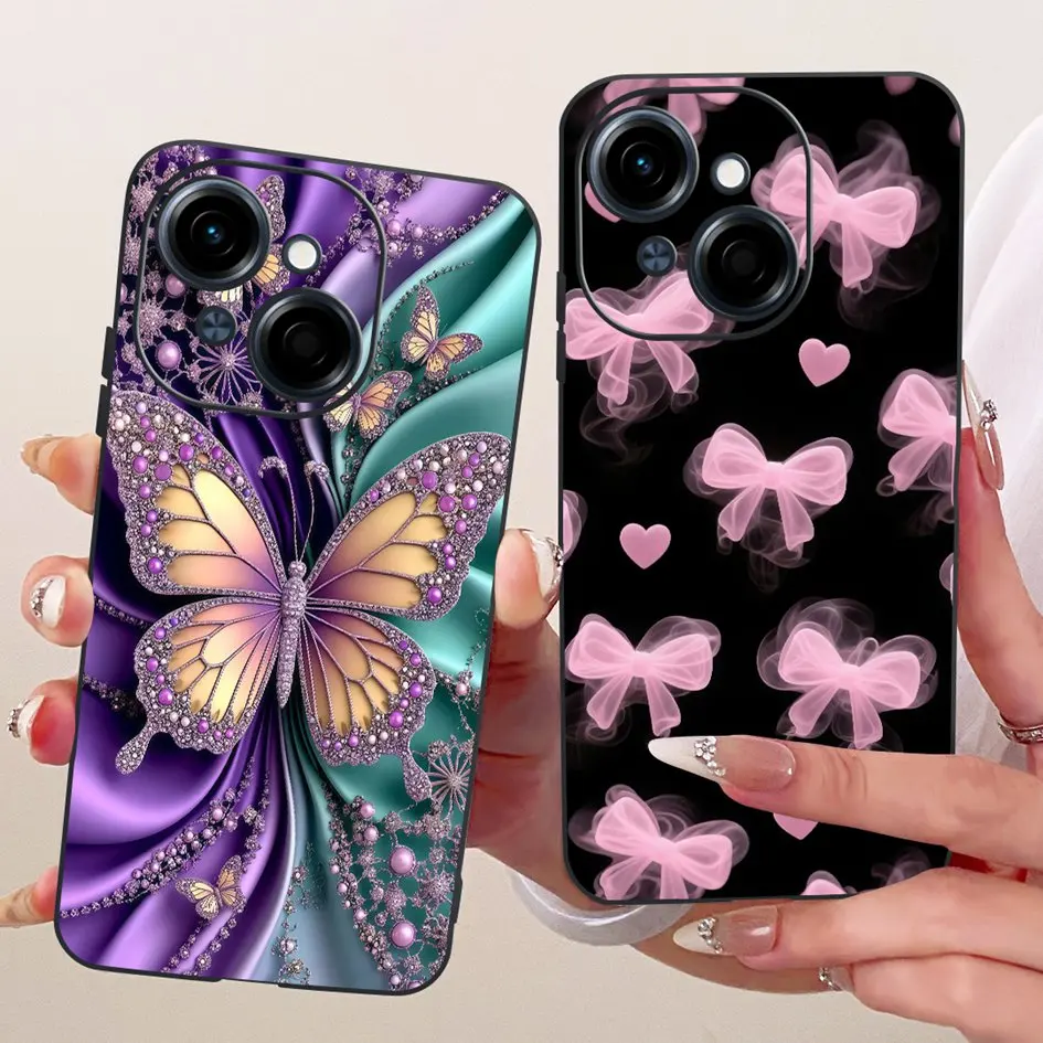 Para Tecno Spark Go 1 Funda Spark Go 1S 2025 cubierta KL4h Popular flor suave funda trasera de silicona negra para Tecno Pop 9 Pop9 4G Funda - imagen 5