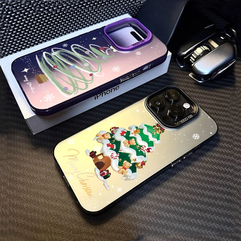 Funda mate con estampado de árbol de Navidad para iPhone 15 16 Pro Max 14 Plus 13 12 11 Pro Max 7 8 Plus XR X XS SE2, funda de teléfono a prueba de golpes - imagen 2