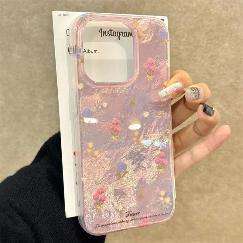 Preciosa funda de teléfono con patrón de vórtice de moda Floral rosa para iPhone 16 15 14 13 12 11 Pro Max XS XR X 7 8 Plus, funda suave de silicona - imagen 4