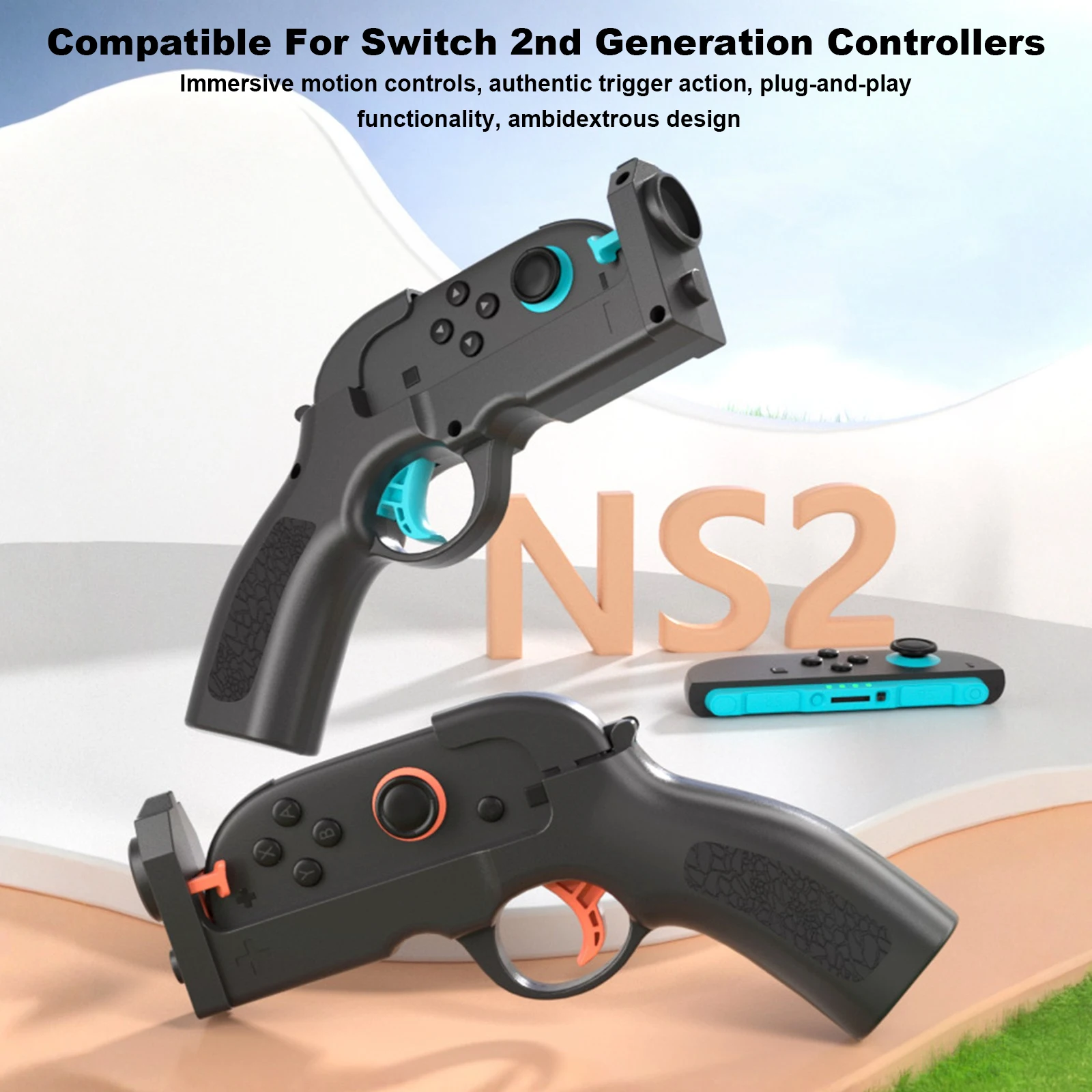 Pistola de juego de tiro para Switch 2, controlador Joy-Con, pistola de juego con mango pequeño, agarre en Stock para Switch 2, accesorios - imagen 2