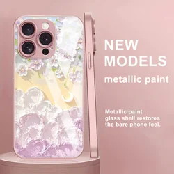 Funda Vidrio Templado iPhone 13/14/15/16 Pro Max – Floral Antigolpes