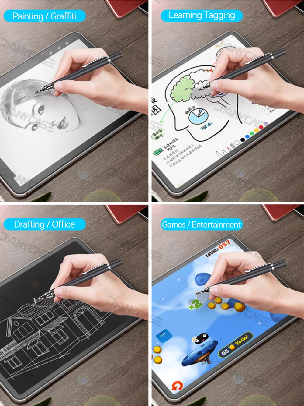 Una persona se está basando en una tableta con lápiz óptico